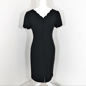 Vintage Maggy London Petite Scallop Dress Black